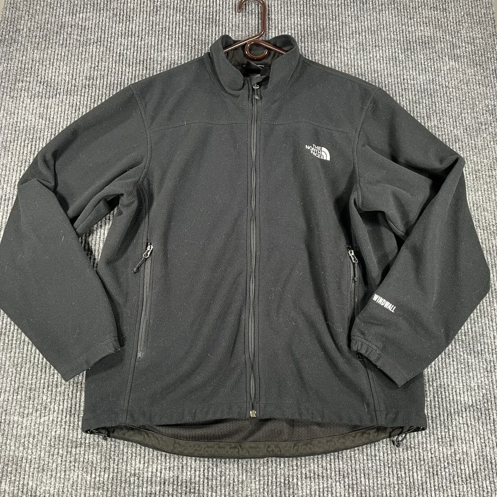 The North Face Coat Jacket Mens Large Black Long Sleeve Full Zip Windwall